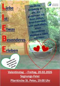 Das Bild zeigt das Plakat der Segnungsfeier.