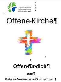 Das Bild zeigt des Hinweis auf die Offene Kirche