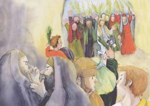 Das Bild zeigt den Einzug Jesu in Jerusalem