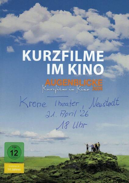 Das Bild zeigt das Plakat für Kurzfilme im Kino - Augenblicke 2026.